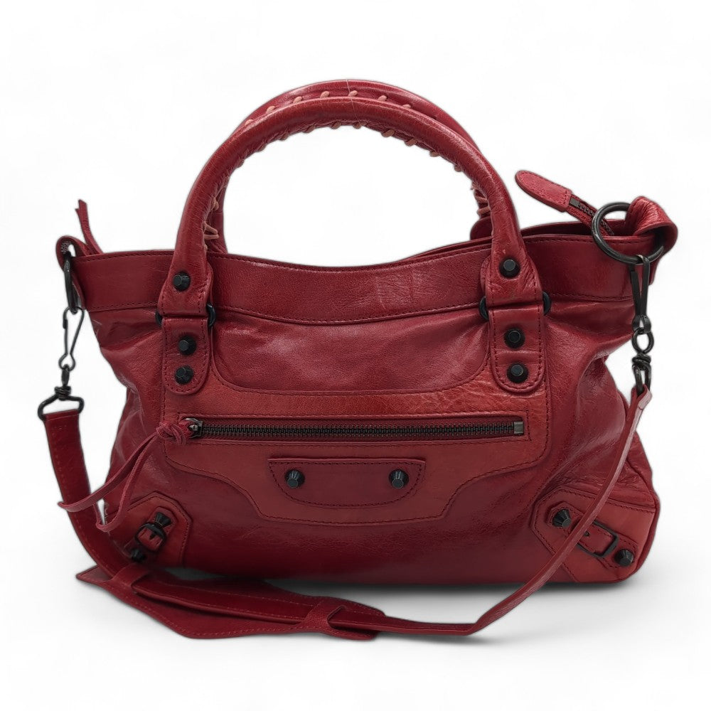 Balenciaga handbag Mini City Bag Leather 2Way with shoulder strap red