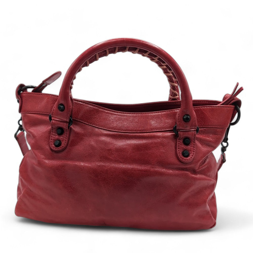 Balenciaga Handtasche City bag mit Schultergurt aus Leder rot