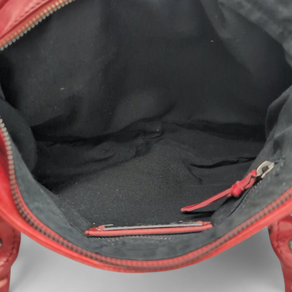 Balenciaga Handtasche City bag mit Schultergurt aus Leder rot