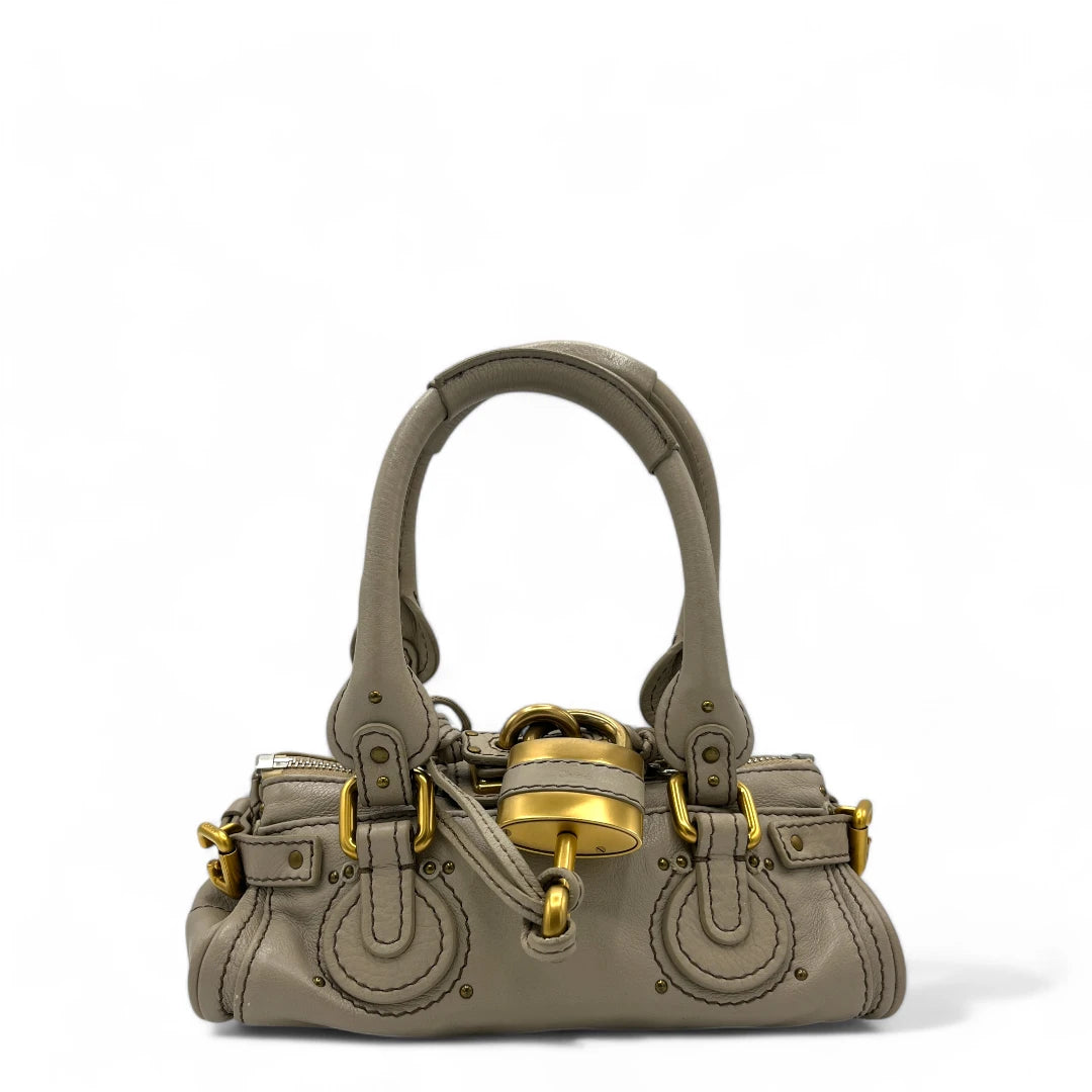 Chloé handbag Paddington mini gold hardware made of leather in light grey