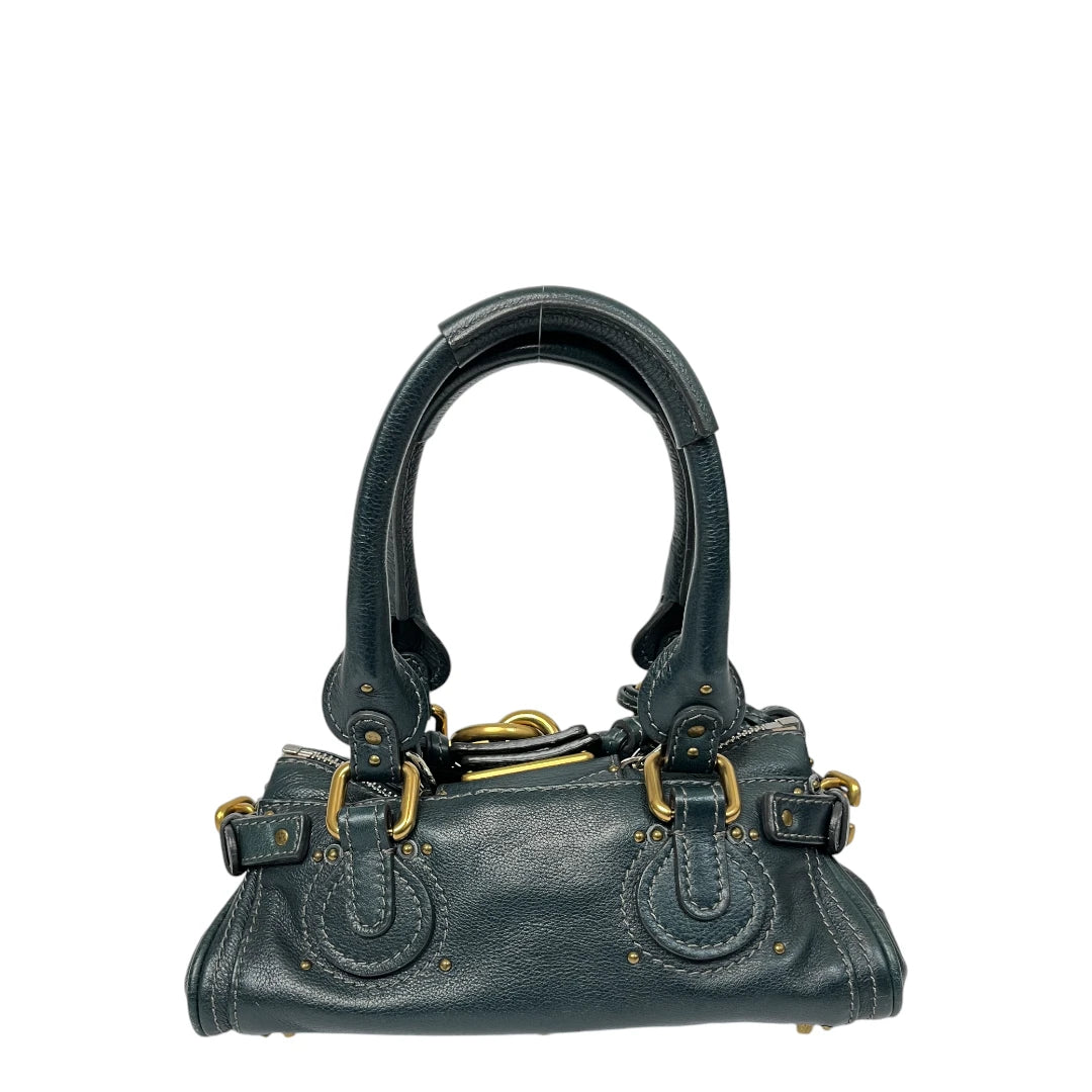 Chloé Handtasche Paddington mini mit goldener Hardware aus Leder dunkelblau