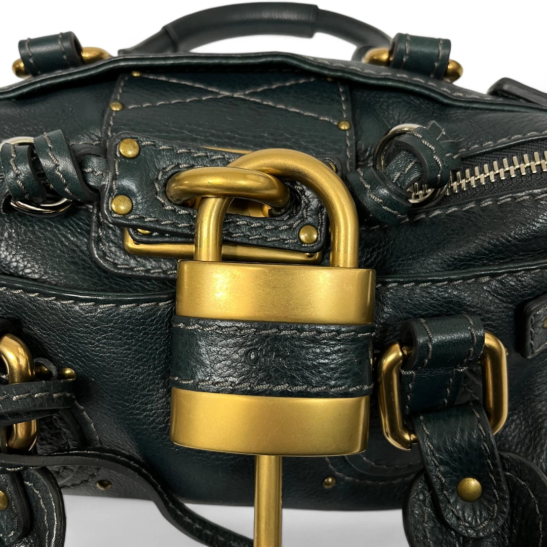 Chloé Handtasche Paddington mini mit goldener Hardware aus Leder dunkelblau