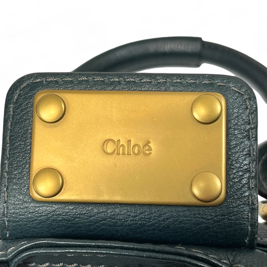 Chloé Handtasche Paddington mini mit goldener Hardware aus Leder dunkelblau