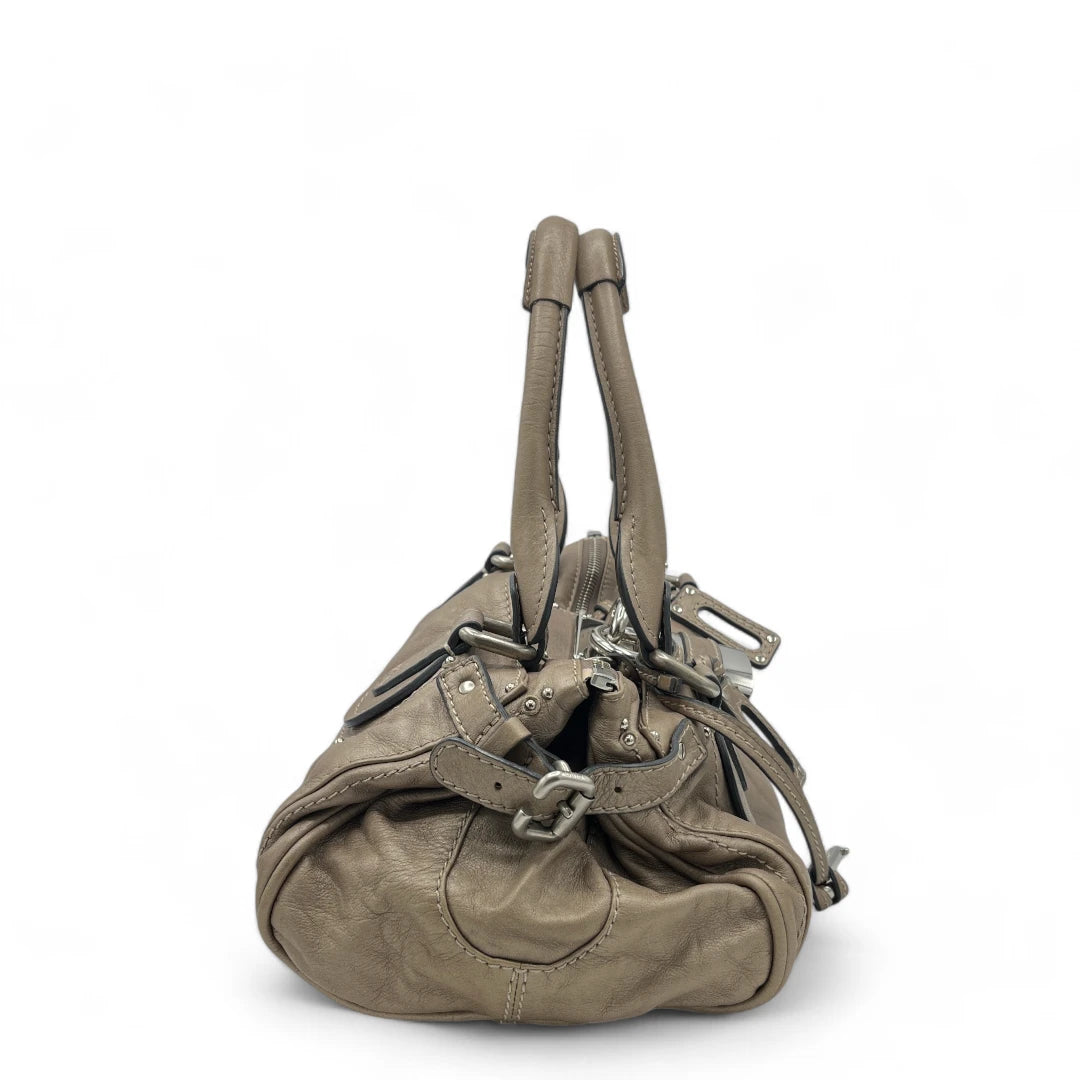 Chloé Handtasche Paddington mit silber Hardware aus Leder metallic grau