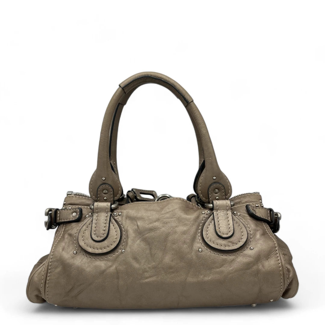 Chloé Handtasche Paddington mit silber Hardware aus Leder metallic grau