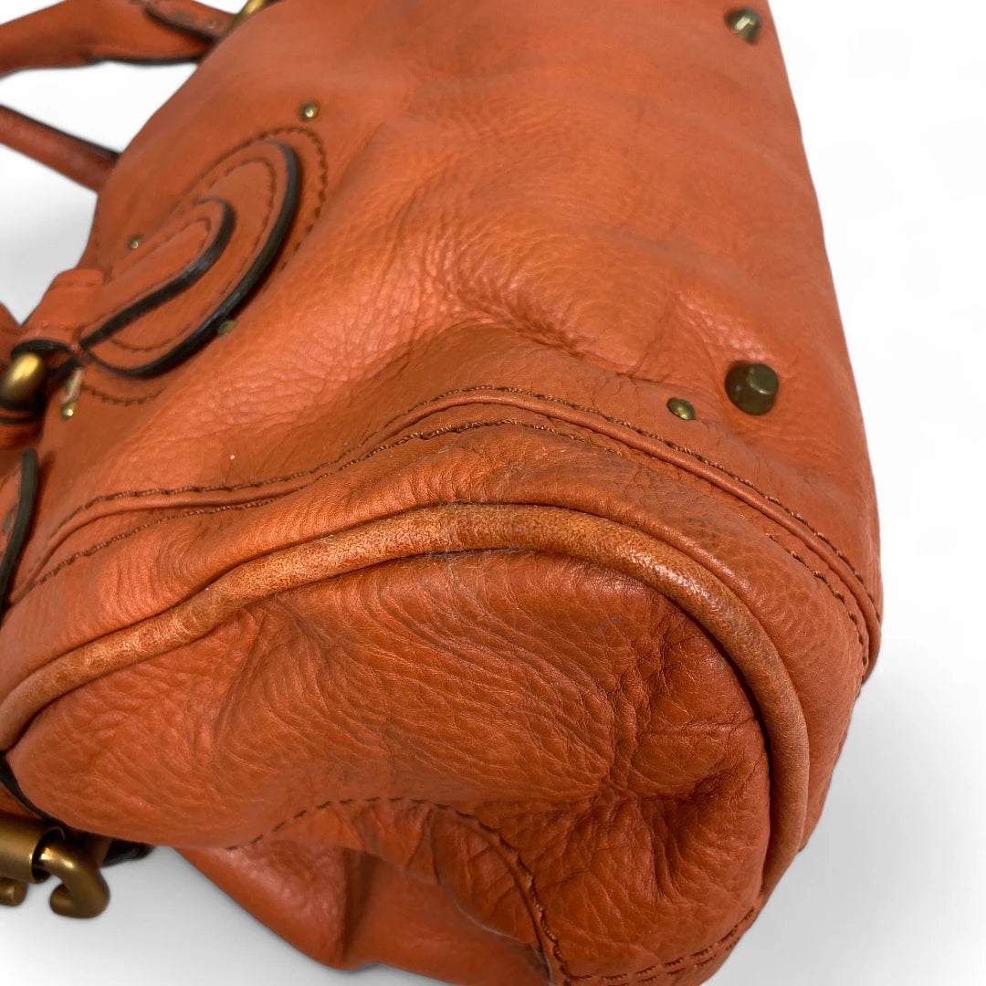 Chloé Handtasche Paddington mit goldener Hardware aus Leder orange