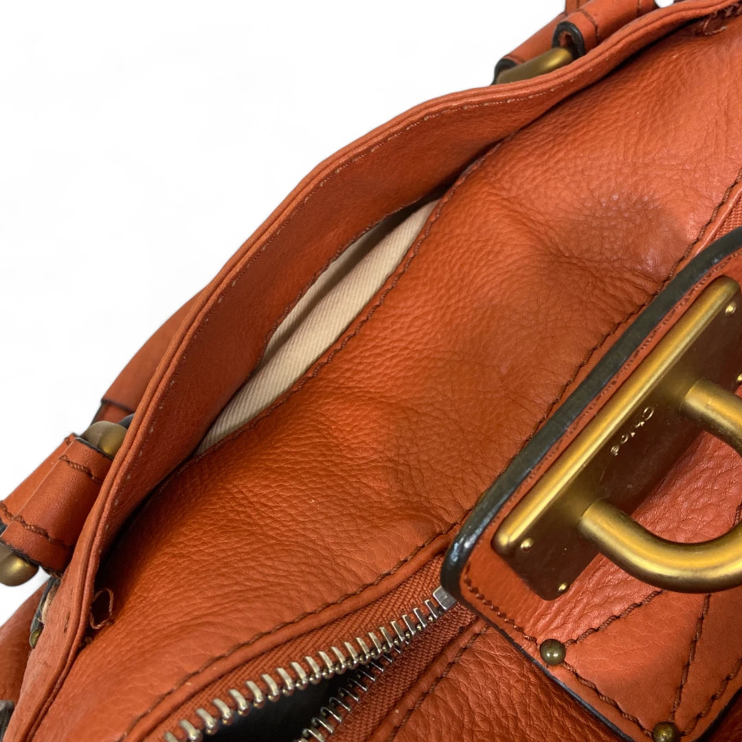 Chloé Handtasche Paddington mit goldener Hardware aus Leder orange