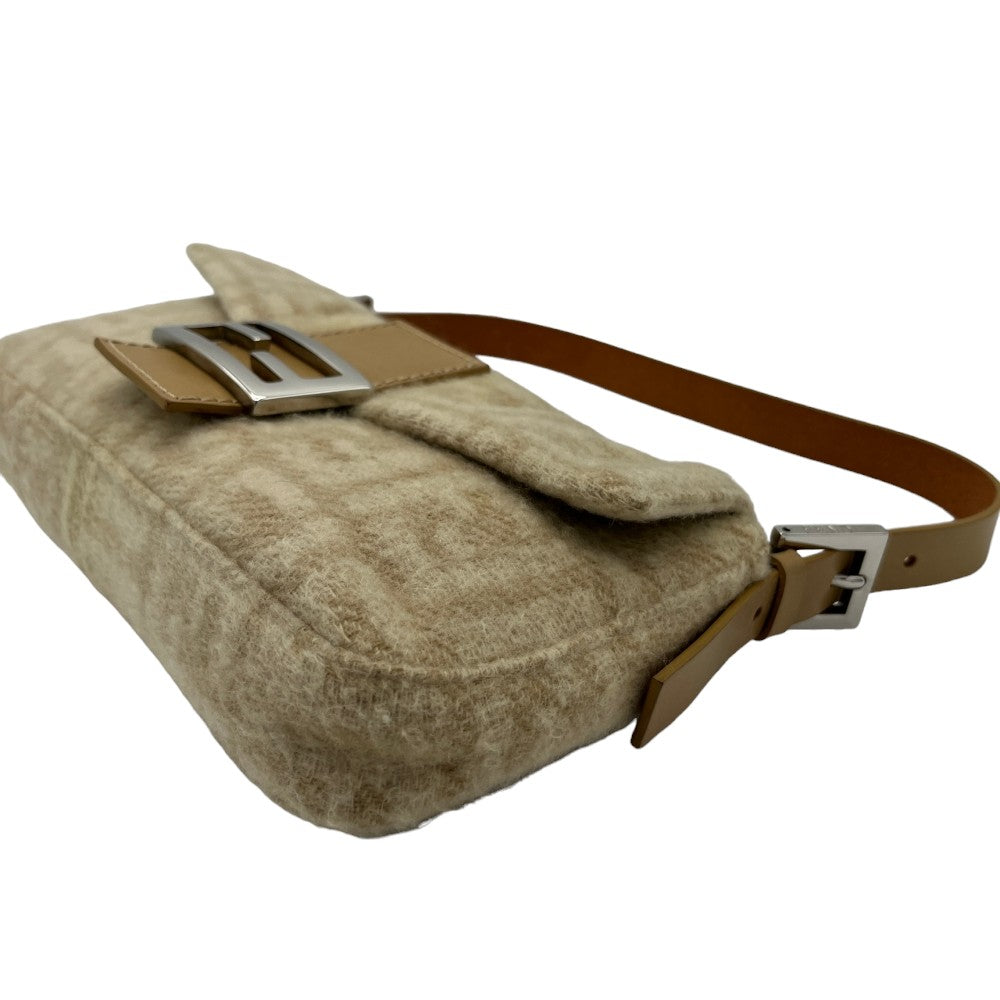 Fendi baguette handbag in Zucca pattern made of beige cashmere wool 