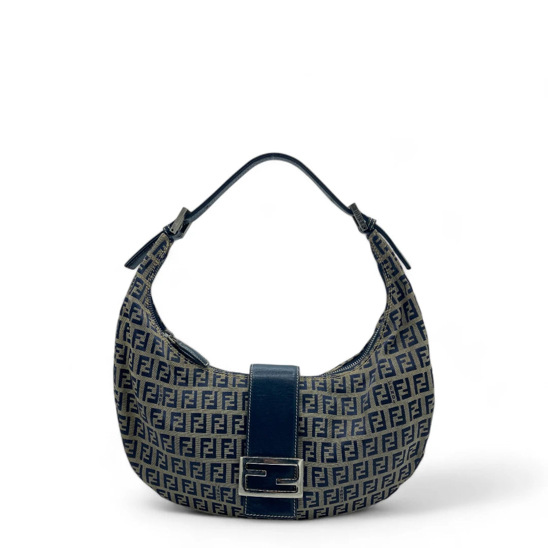 Fendi Handtasche Croissant im Zucca Muster braun & blau