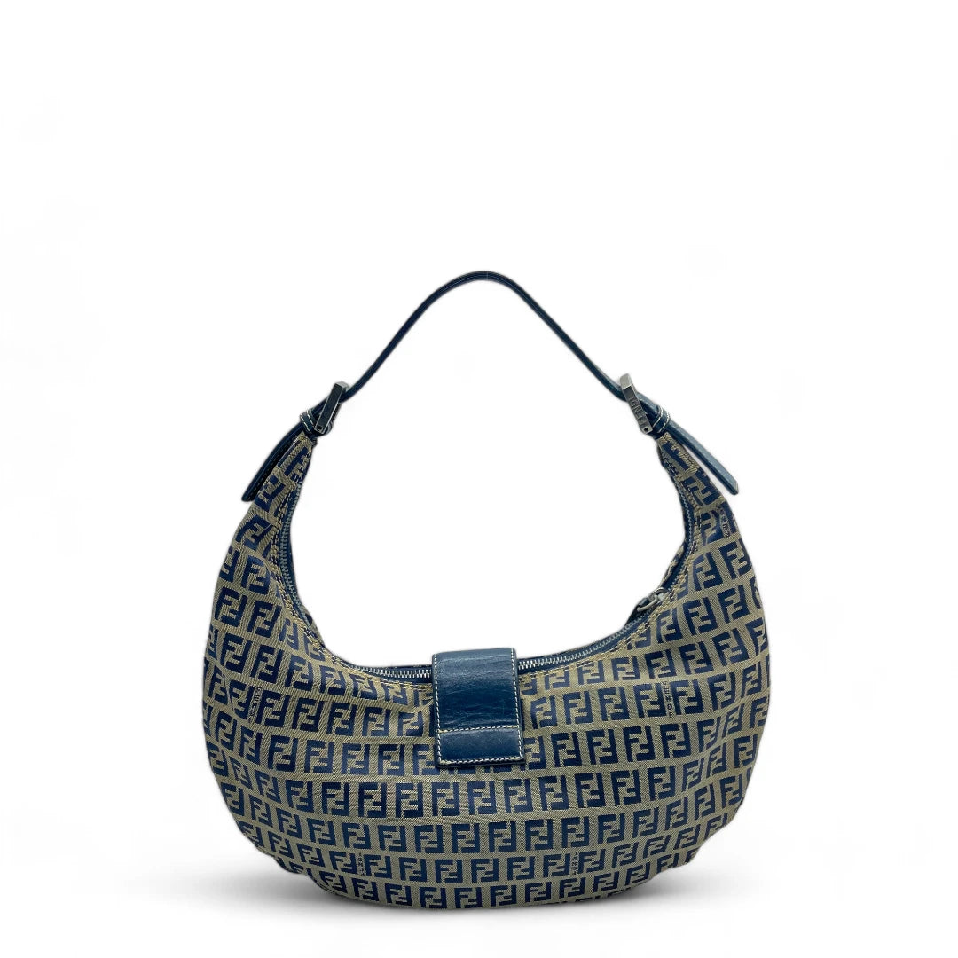 Fendi Handtasche Croissant im Zucca Muster braun & blau