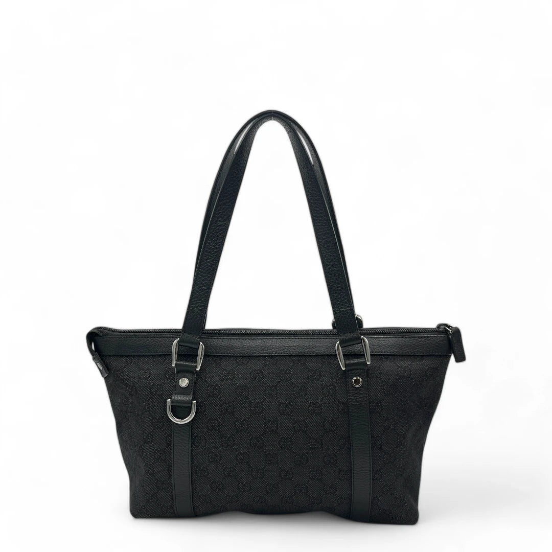 Gucci Handtasche Abbey mit schwarzem Leder monogram dunkelgrau