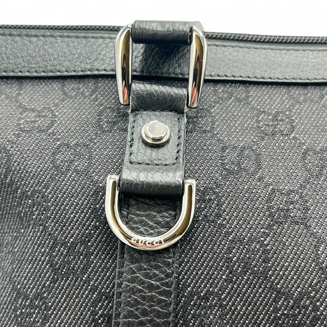 Gucci Handtasche Abbey mit schwarzem Leder monogram dunkelgrau