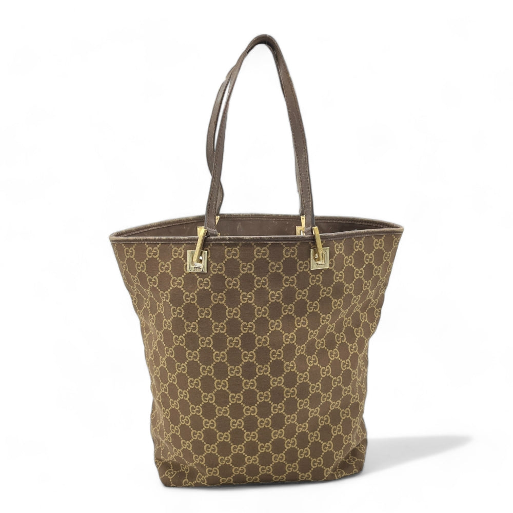 Gucci handbag / tote bag monogram brown with black leather details