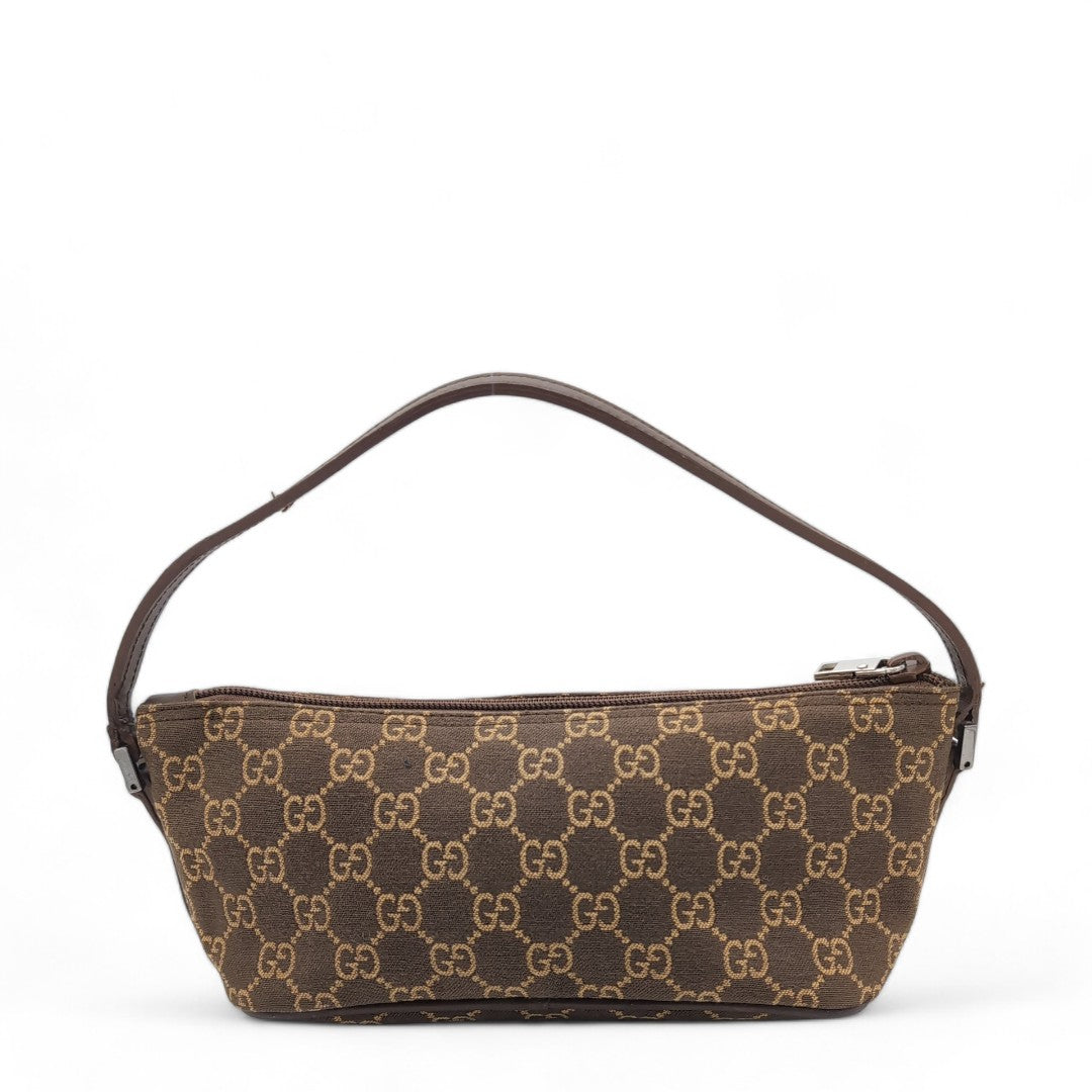 Gucci Handtasche Baguette monogram dunkelbraun