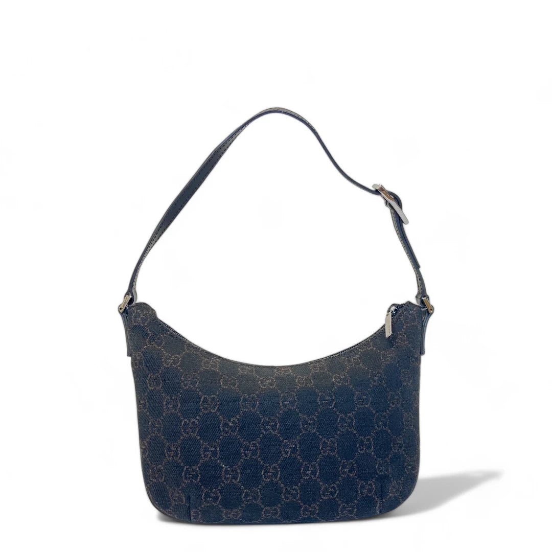 Gucci Handtasche Croissant mit schwarzen Lederdetails monogram dunkelbraun