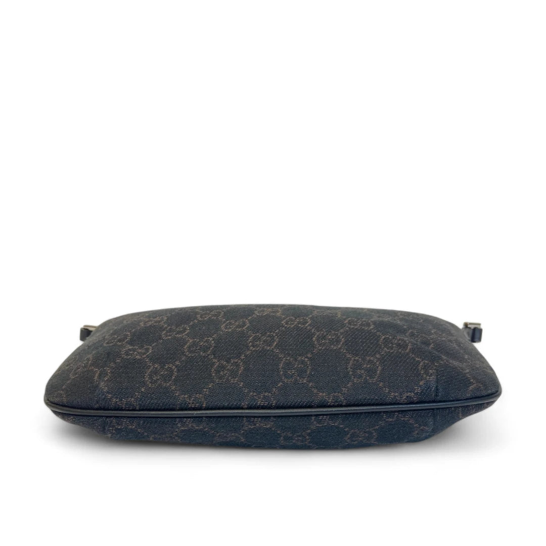 Gucci Handtasche Croissant mit schwarzen Lederdetails monogram dunkelbraun