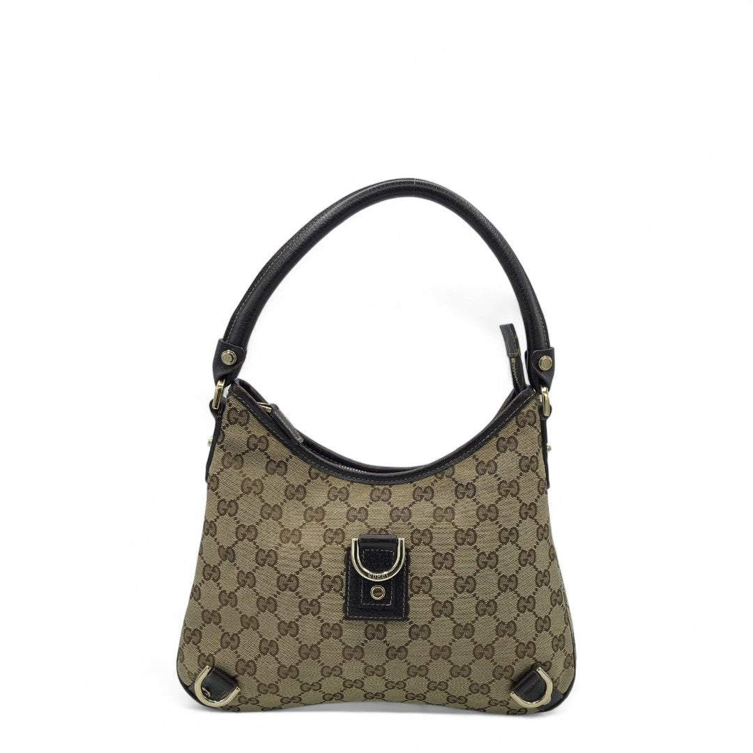 Gucci handbag Abbey line D-ring Guccissima leather large black