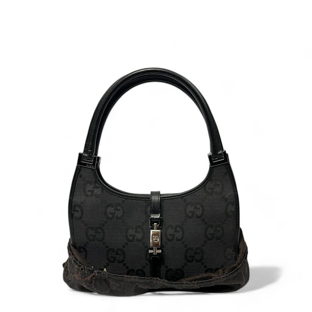 Gucci Handtasche Jackie Jumbo GG mini mit schwarzem Leder monogram schwarz