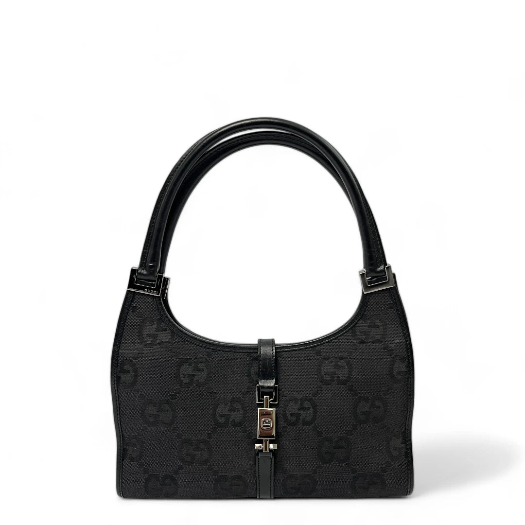 Gucci Handtasche Jackie Jumbo GG mini mit schwarzem Leder monogram schwarz