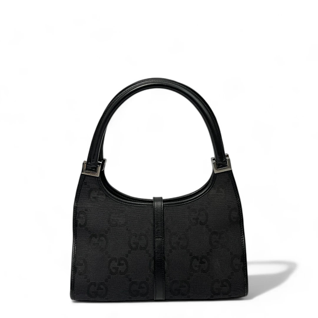 Gucci Handtasche Jackie Jumbo GG mini mit schwarzem Leder monogram schwarz