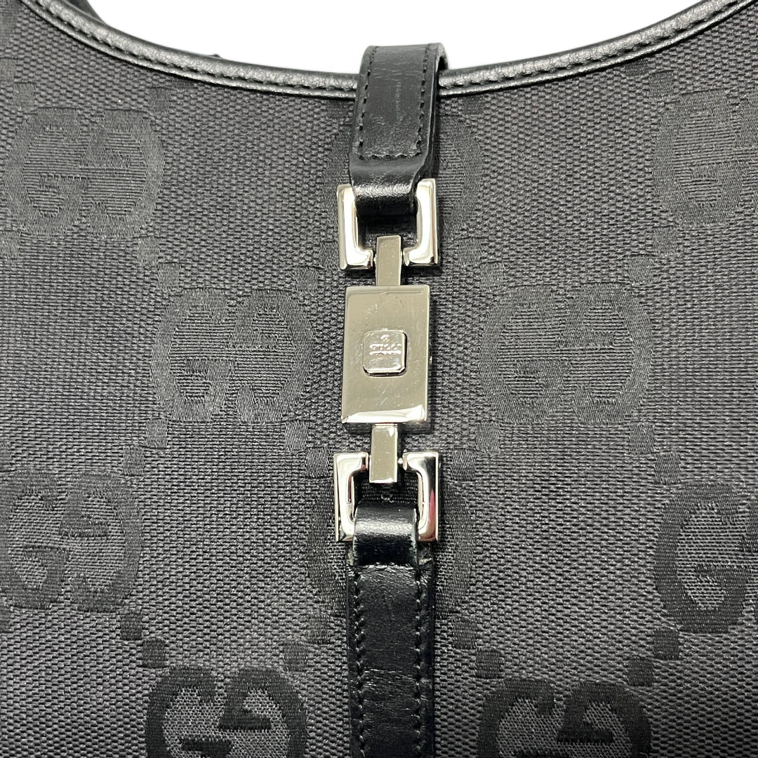 Gucci Handtasche Jackie Jumbo GG mini mit schwarzem Leder monogram schwarz