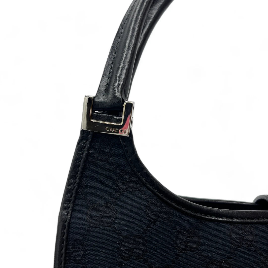 Gucci Handtasche Jackie mini mit schwarzem Leder monogram dunkelblau