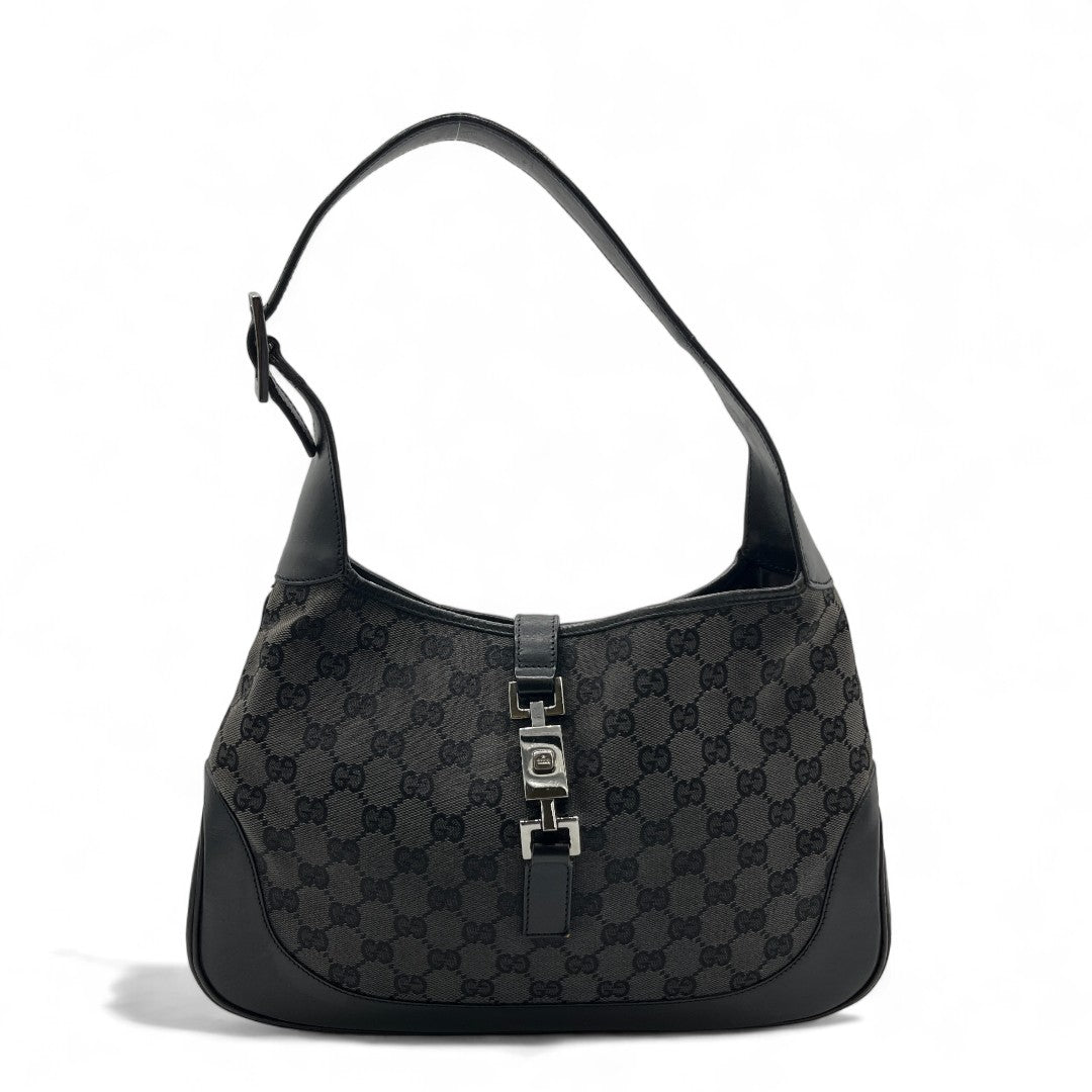 Gucci Handtasche Jackie mit schwarzem Leder monogram grau