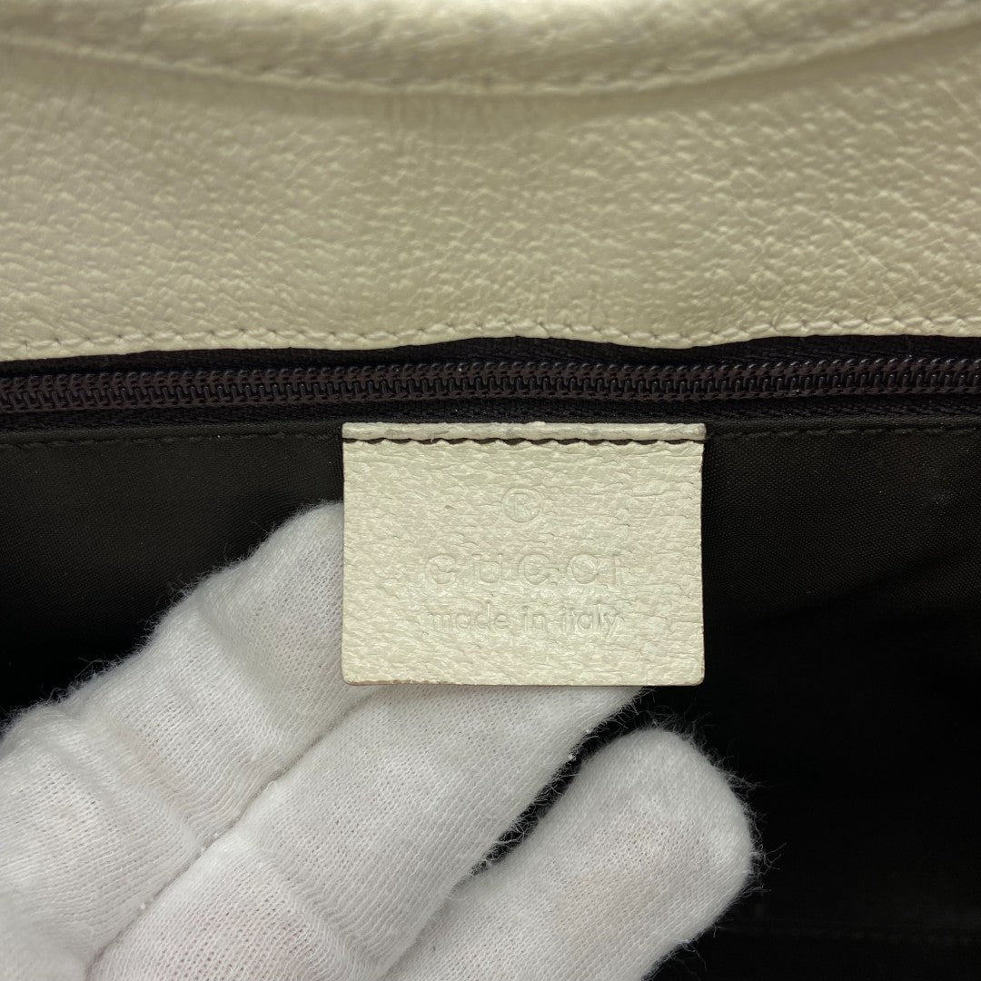 Gucci Handtasche Jackie mit weißem Leder und beigen Stoff