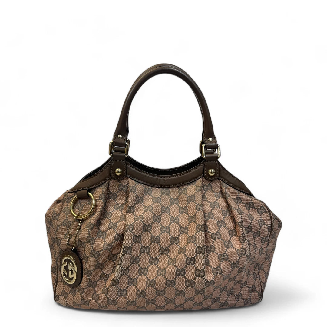 Gucci Handtasche Sukey mit braunen Lederdetails monogram braun