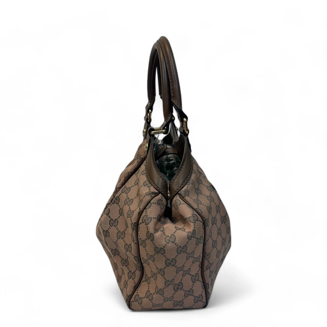 Gucci Handtasche Sukey mit braunen Lederdetails monogram braun