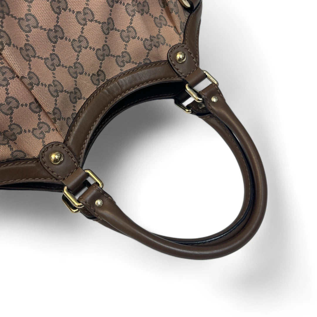 Gucci Handtasche Sukey mit braunen Lederdetails monogram braun