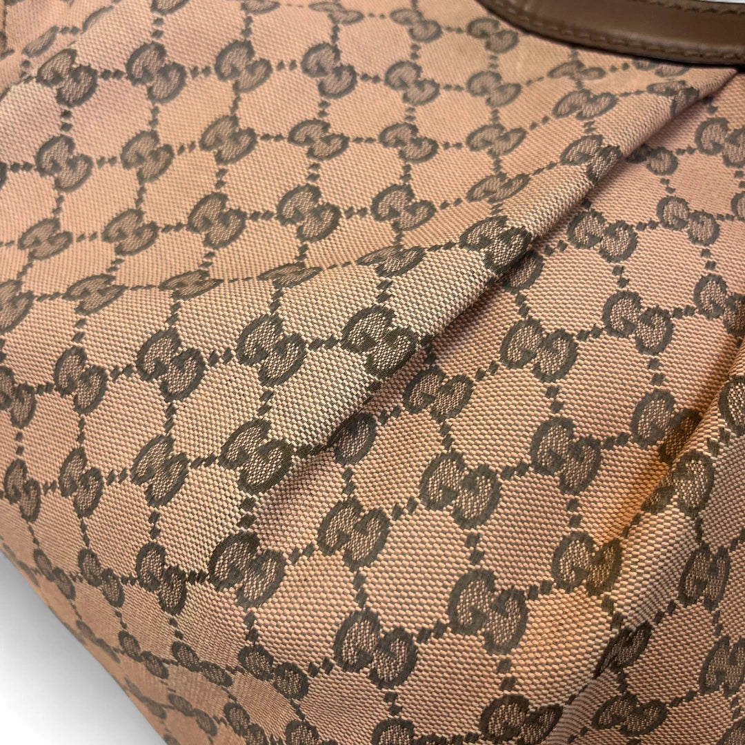 Gucci Handtasche Sukey mit braunen Lederdetails monogram braun