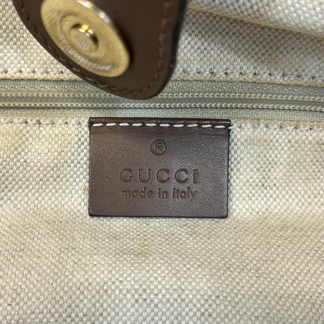 Gucci Handtasche Sukey mit braunen Lederdetails monogram braun