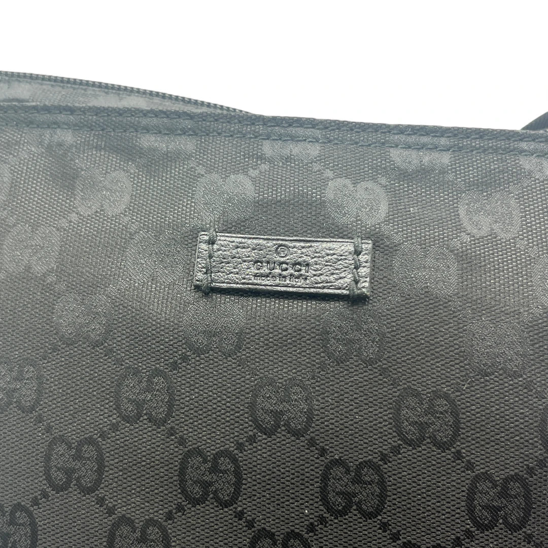 Gucci nylon monogram shoulder bag black