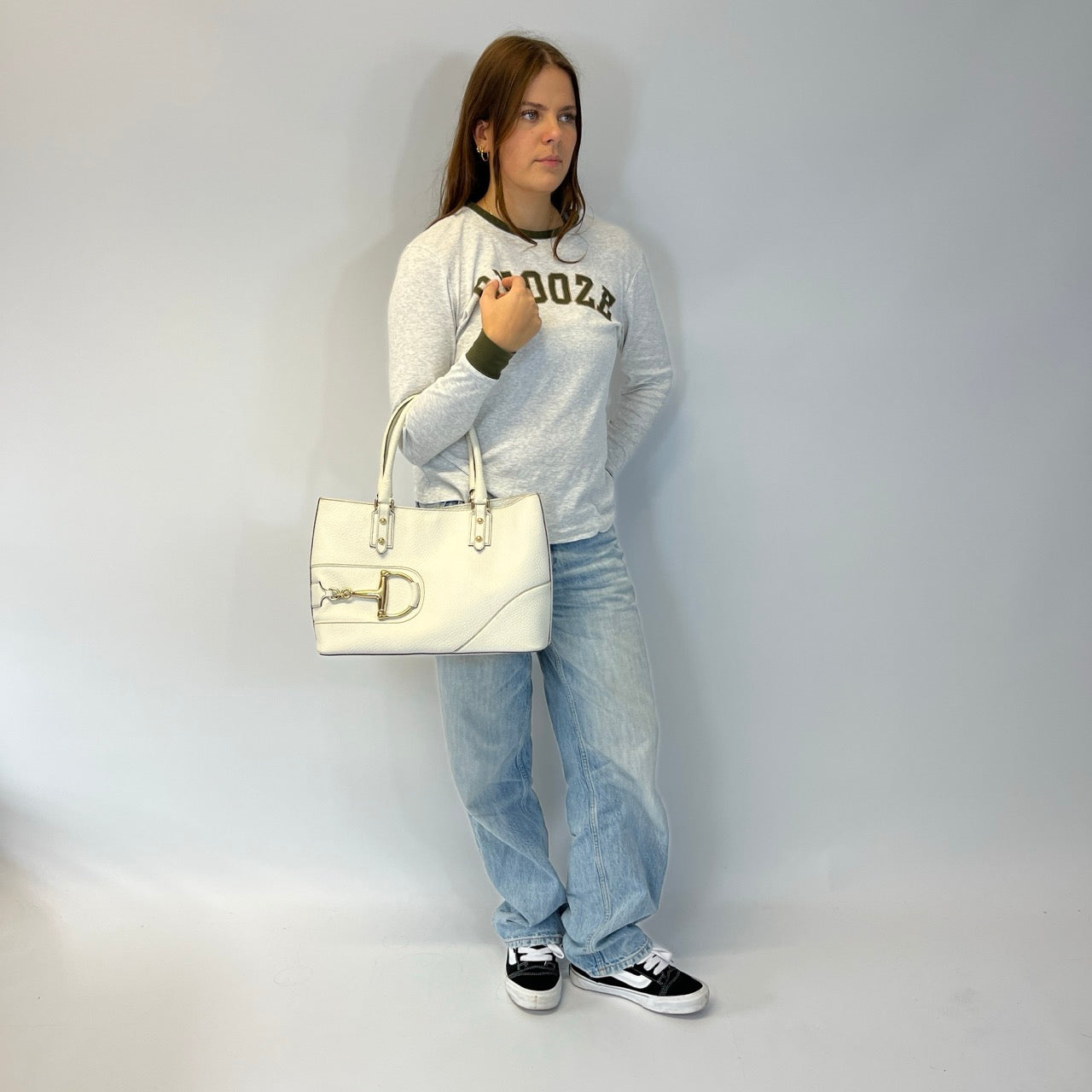 Gucci Horsebit handbag in white leather