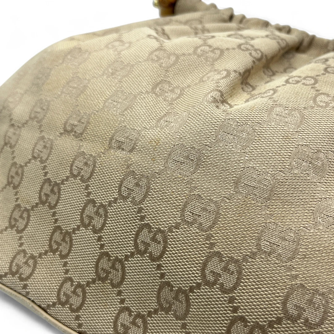 Gucci Handtasche Bucket Bambus monogram beige