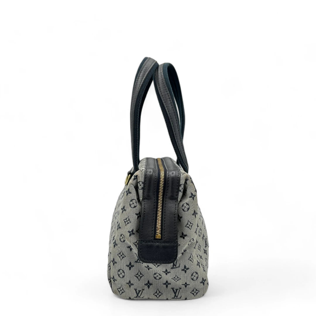 Louis Vuitton Handtasche Josephine PM mit schwarzen Leder monogram grau