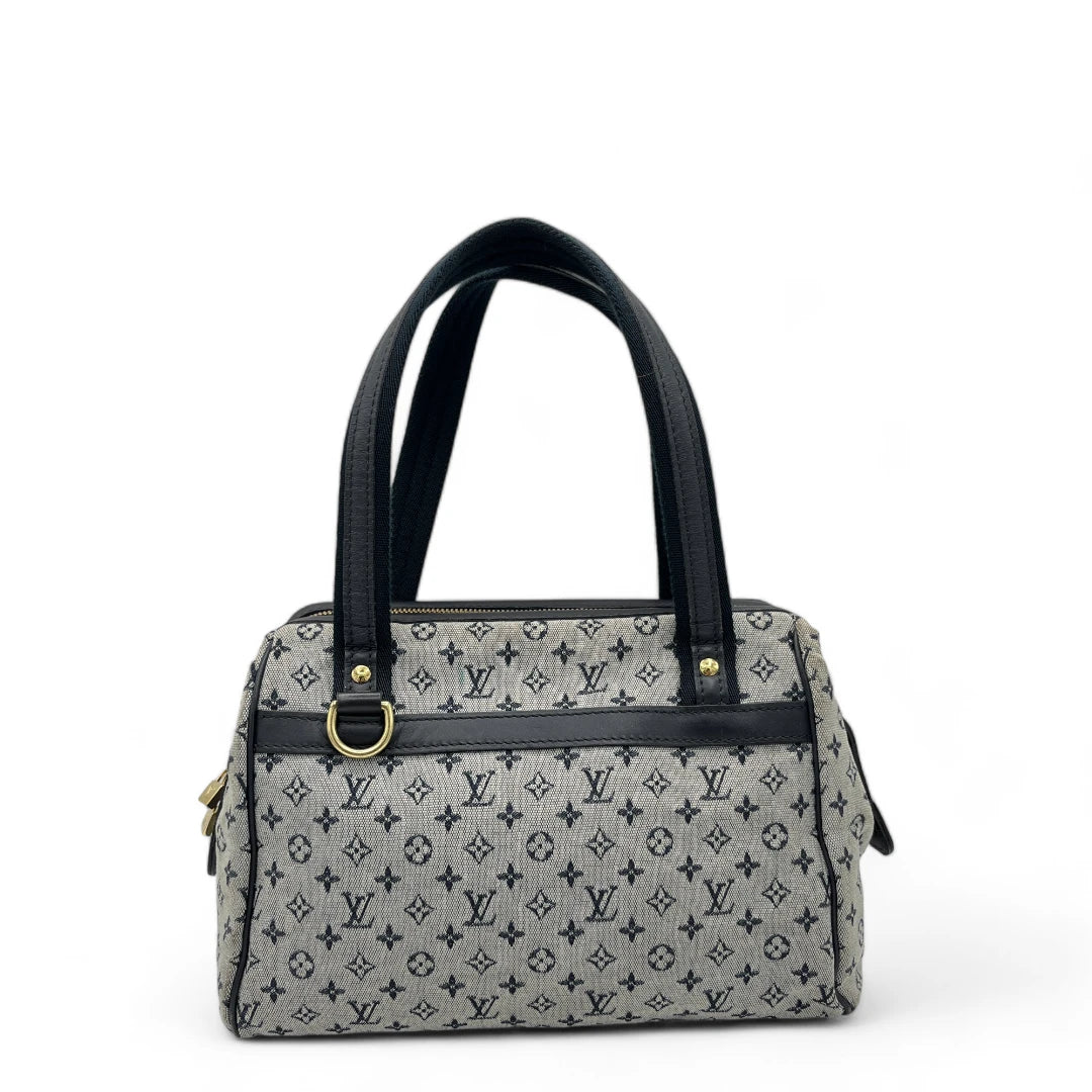 Louis Vuitton Handtasche Josephine PM mit schwarzen Leder monogram grau