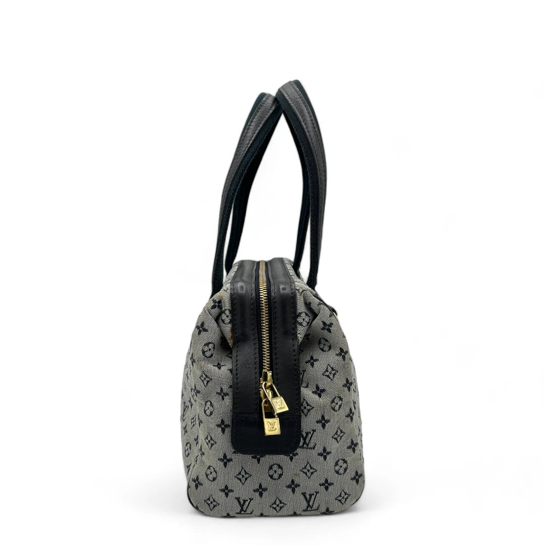 Louis Vuitton Handtasche Josephine PM mit schwarzen Leder monogram grau