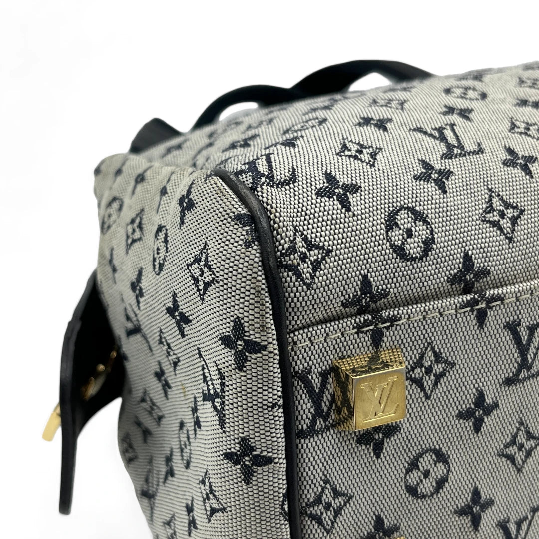 Louis Vuitton Handtasche Josephine PM mit schwarzen Leder monogram grau