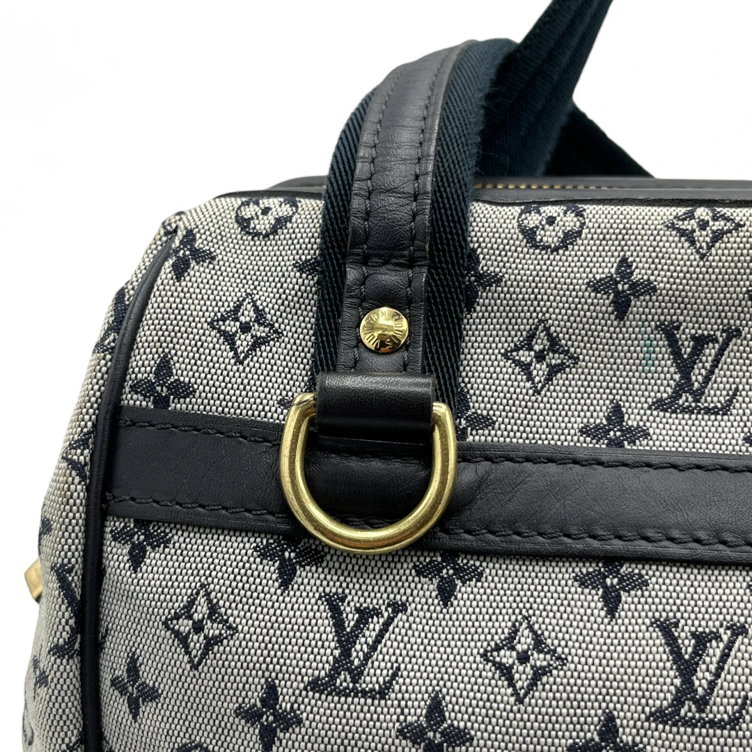 Louis Vuitton Handtasche Josephine PM mit schwarzen Leder monogram grau