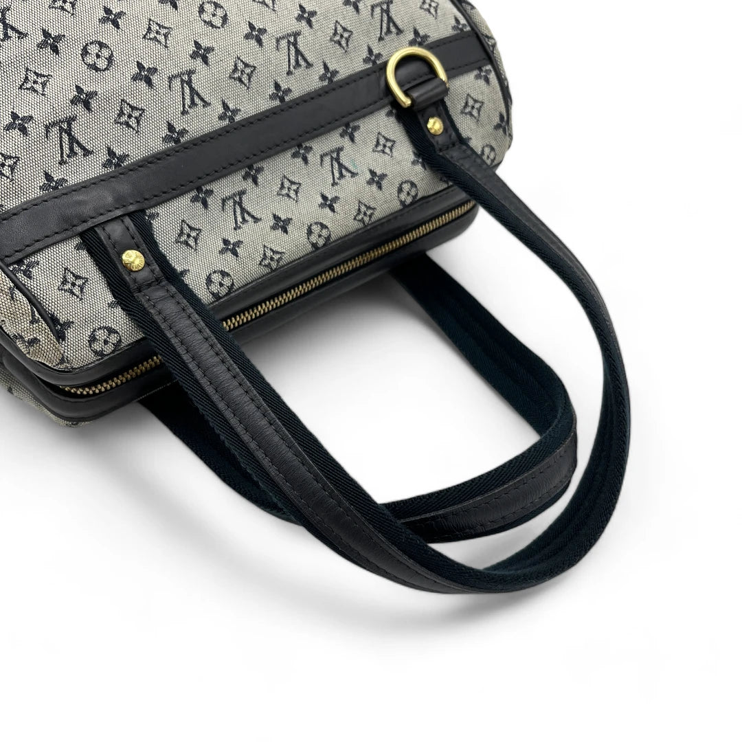 Louis Vuitton Handtasche Josephine PM mit schwarzen Leder monogram grau