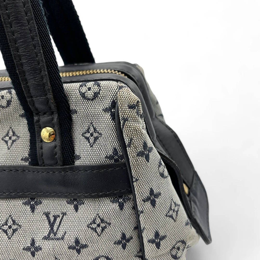 Louis Vuitton Handtasche Josephine PM mit schwarzen Leder monogram grau