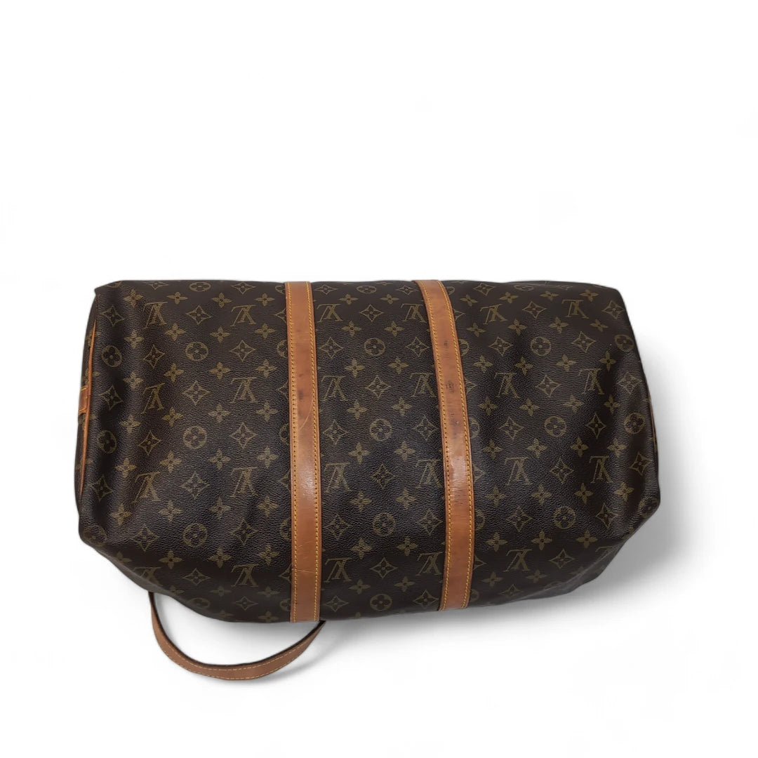 Louis Vuitton Keepall / travel bag 60 with shoulder strap monogram brown