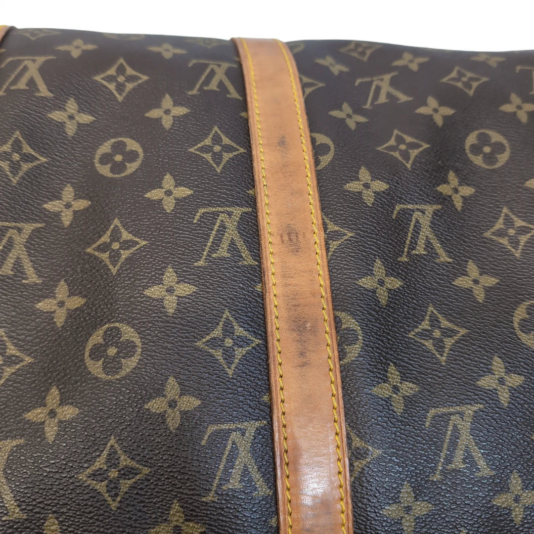 Louis Vuitton Keepall / travel bag 60 with shoulder strap monogram brown