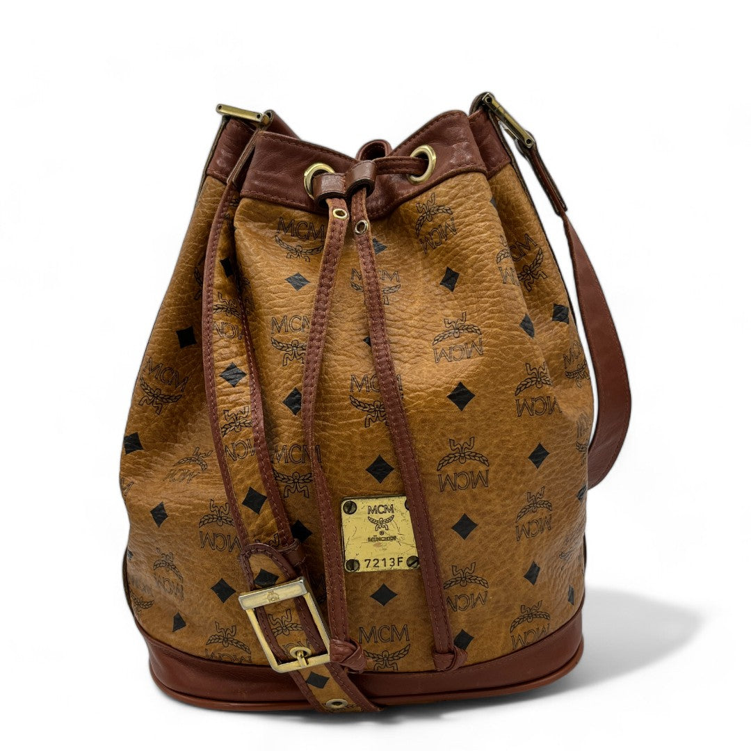 MCM handbag Boston Bag with shoulder strap monogram brown