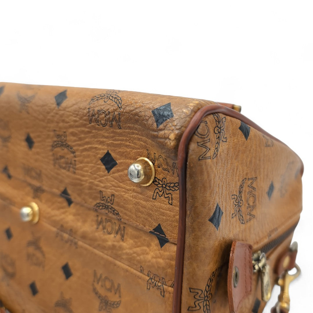 MCM handbag Boston Bag with shoulder strap monogram brown