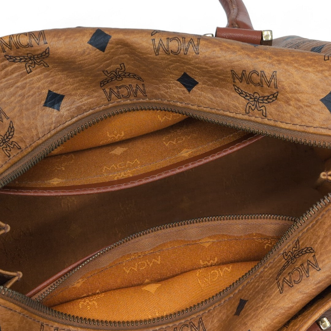 MCM handbag Boston Bag with shoulder strap monogram brown