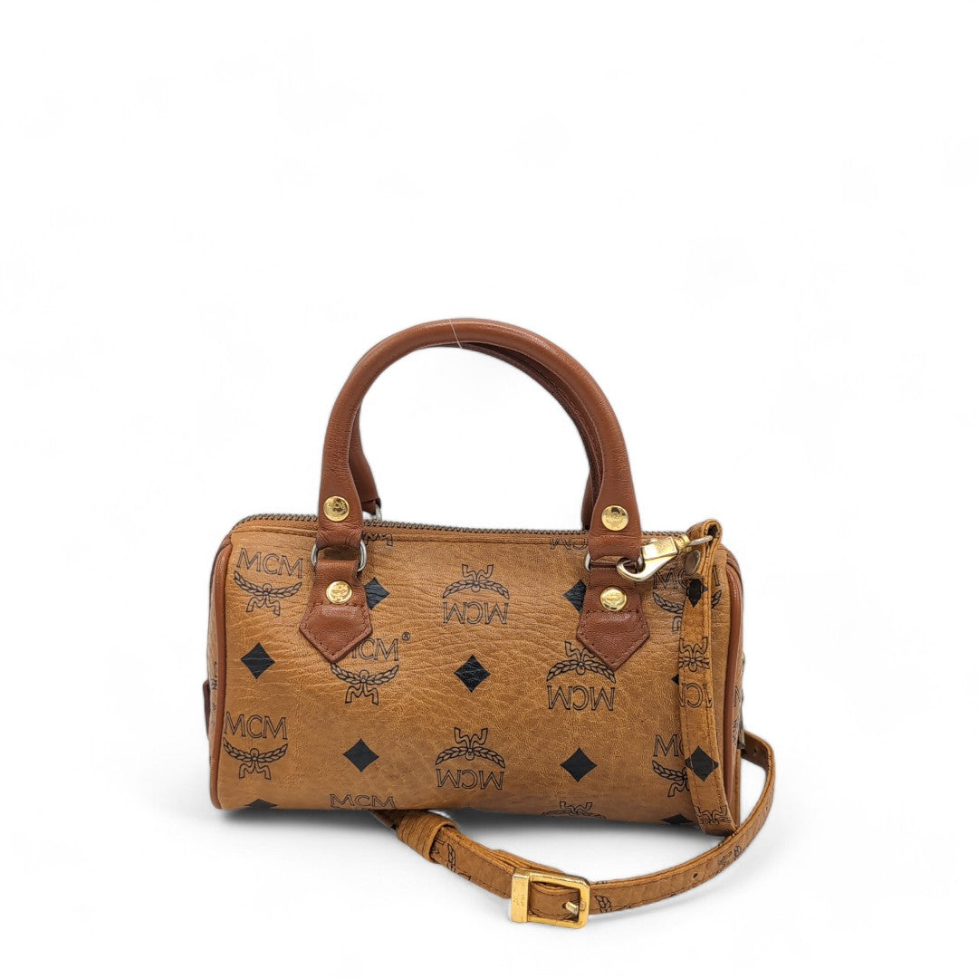 MCM handbag Boston Bag with shoulder strap monogram brown