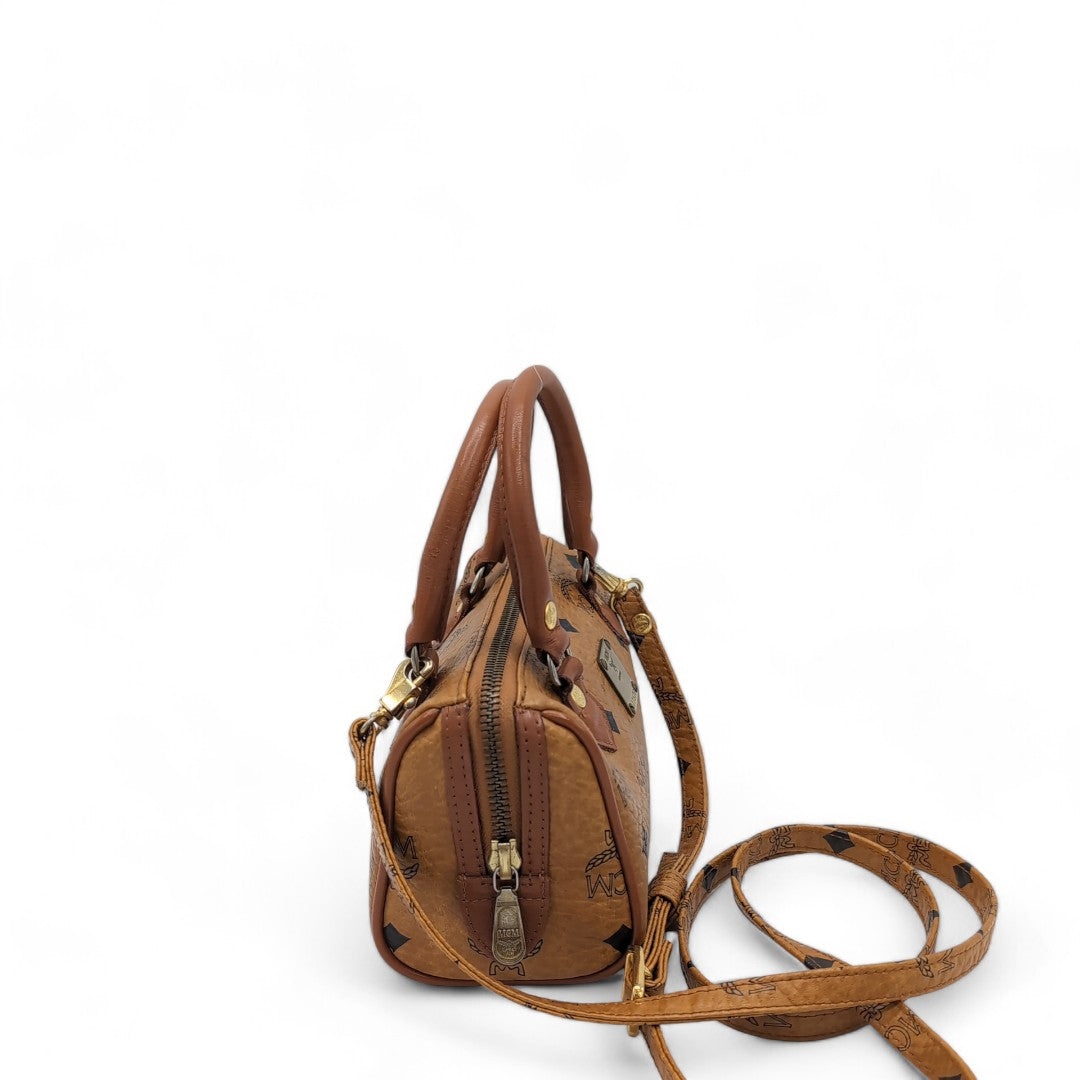 MCM handbag Boston Bag with shoulder strap monogram brown